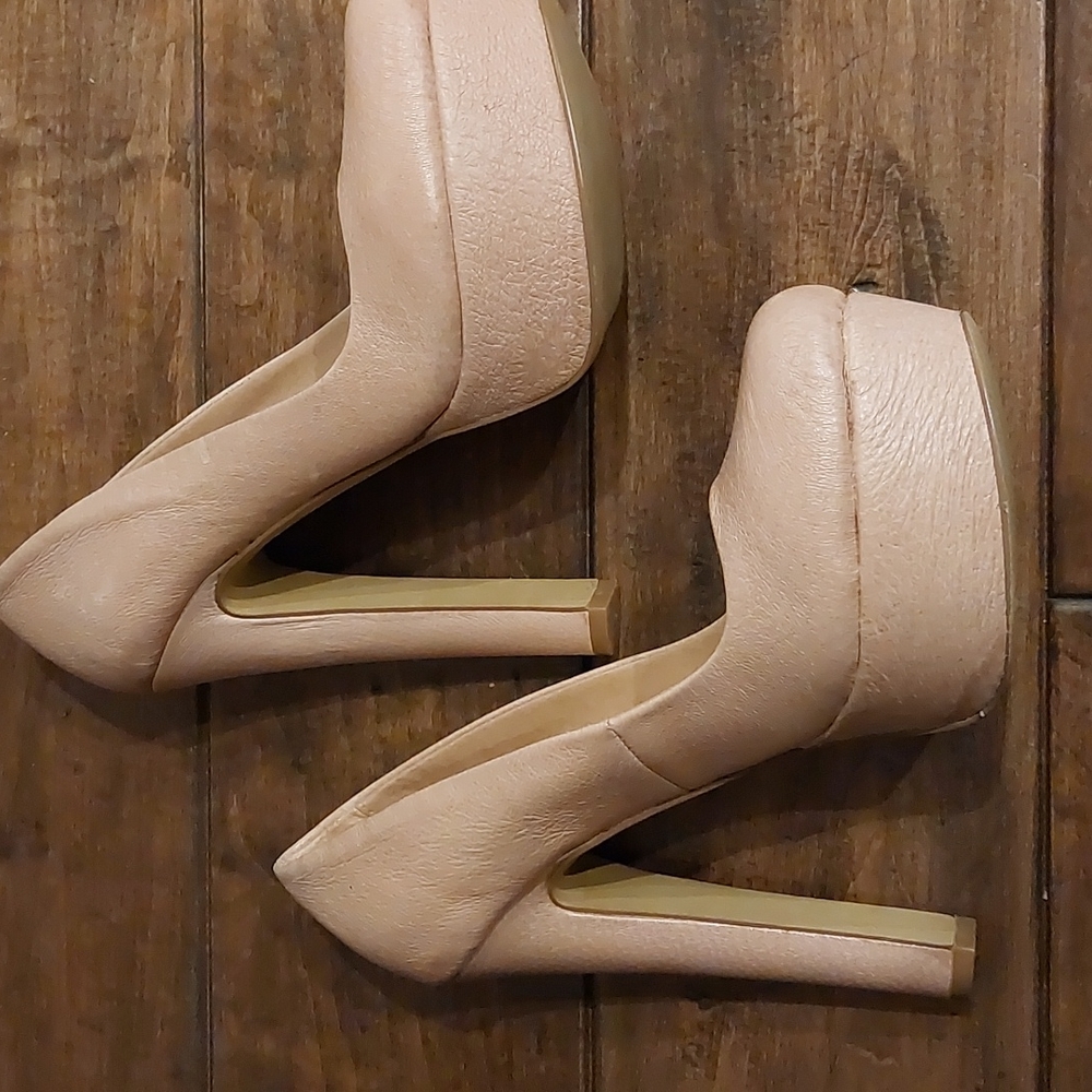 Zigi soho beige leather platform shoes heels size 7